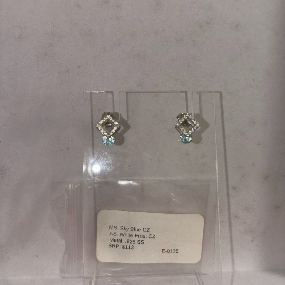 Sky Blue and White Frost CZ Earrings